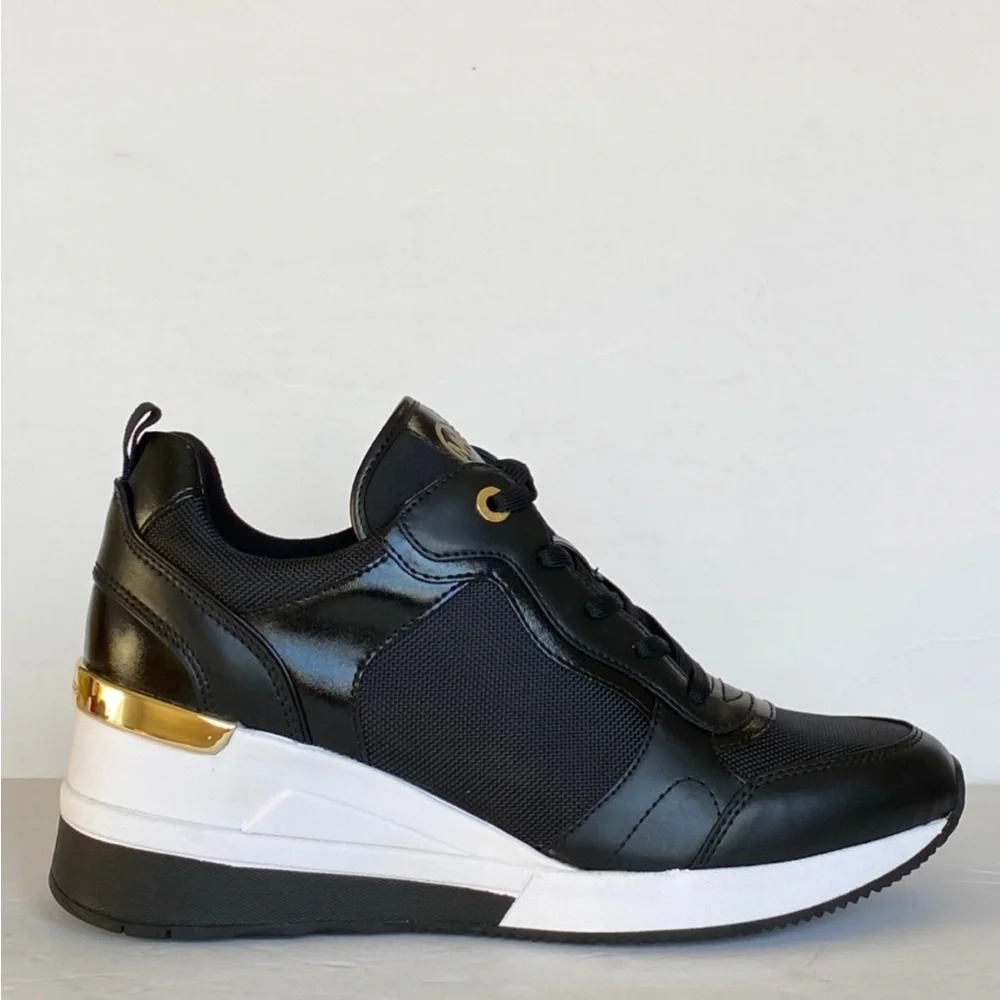 MICHAEL KORS CRISTA CANVAS TRAINER GEORGIA NYLON  LEATHERS - Picture 2 of 8